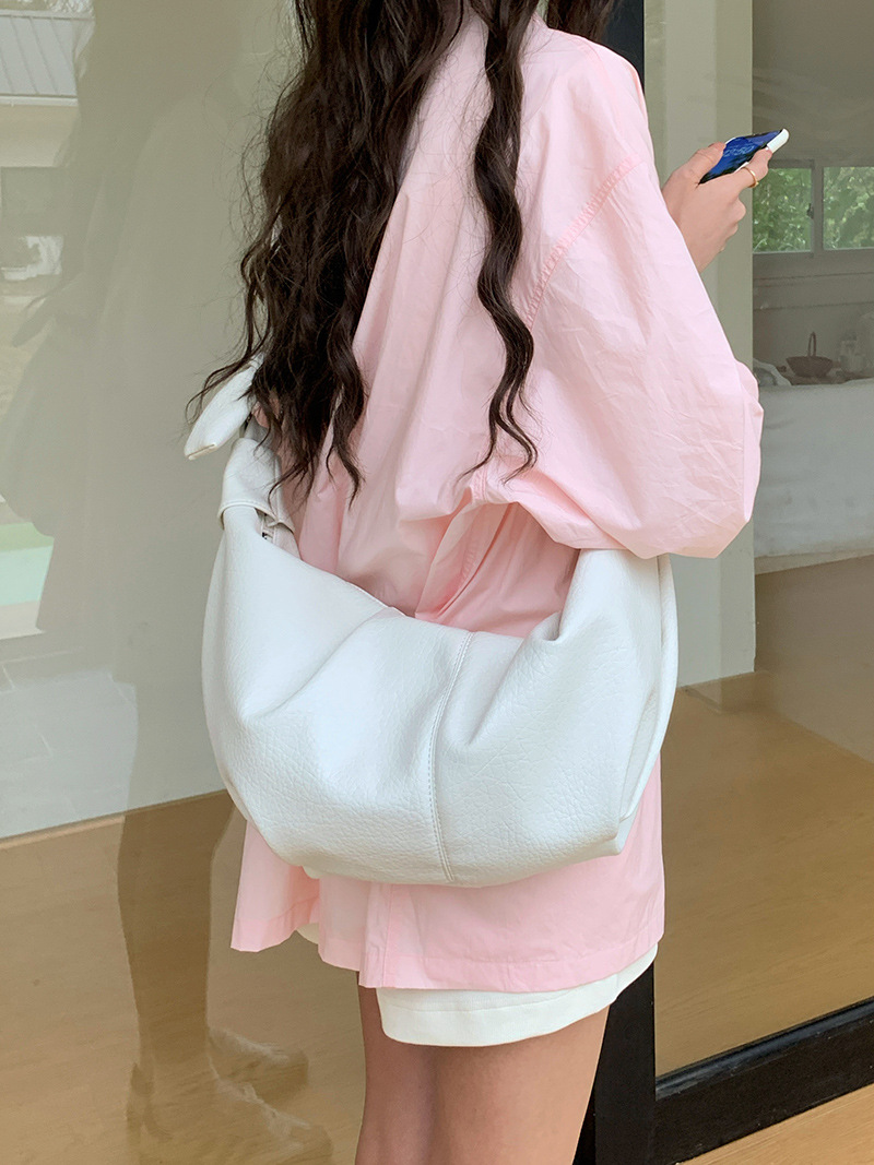 Korean Instagram Large Capacity Soft Leather Folded Dumpling Lazy and Versatile Casual Commuting One Shoulder Crossbody_voghion.com