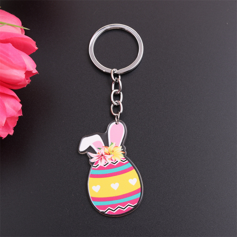 Simple Style Rabbit Animal Stainless Steel Arylic Printing Easter Keychain display picture 9