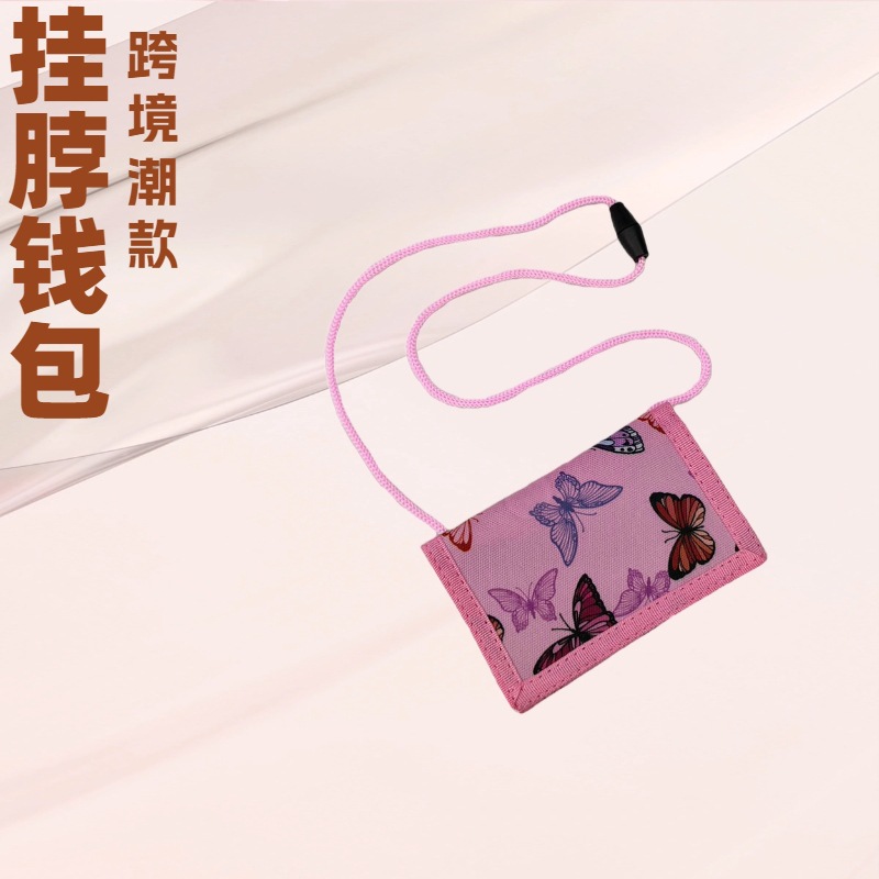 超轻挂脖跨境儿童钱包 卡通印花拉链防丢零钱包 卡包欧美风钱夹