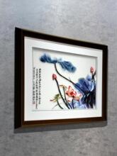 ✅装饰画苏绣成品墨荷国画手工绣新中式书房卧室走廊玄关荷花刺绣