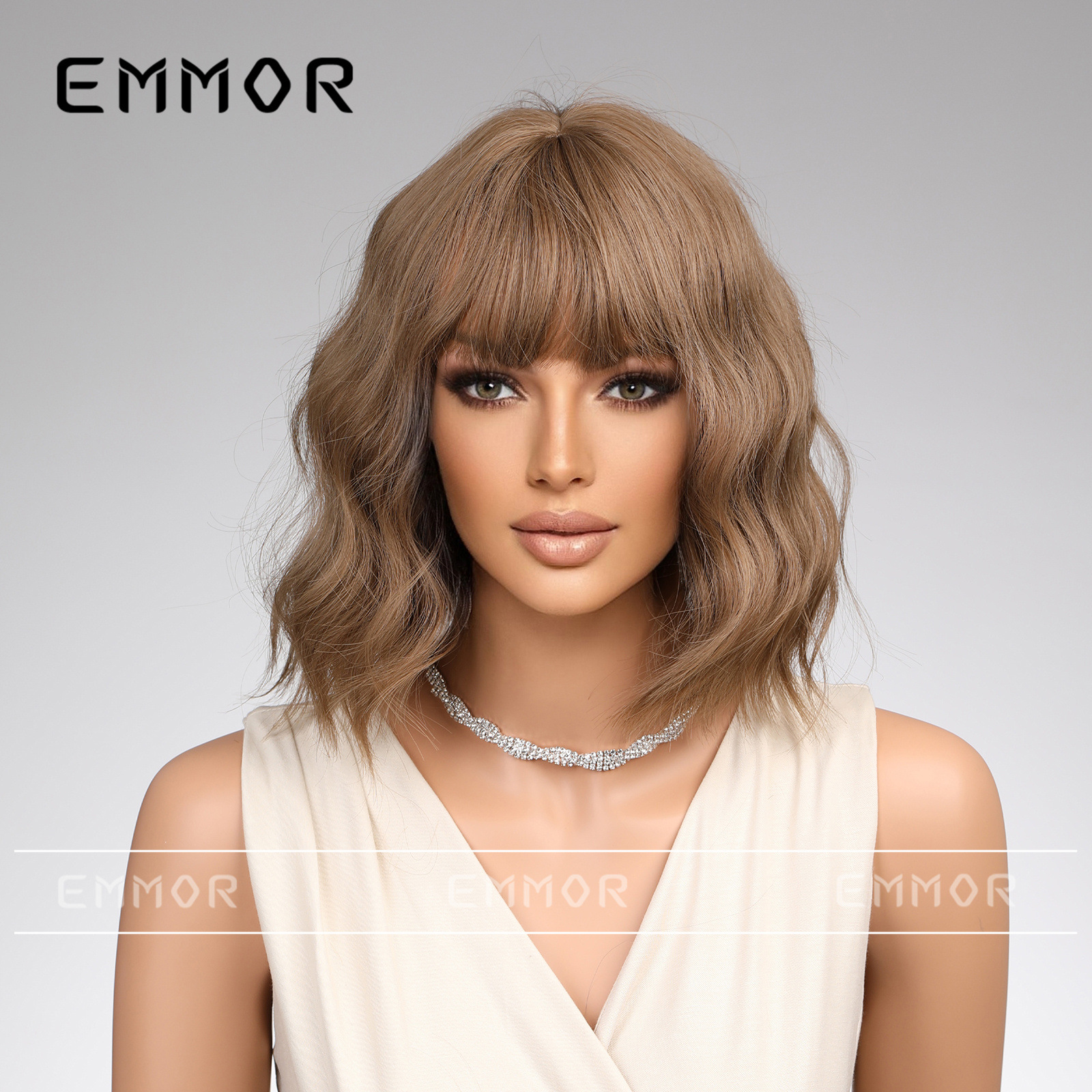 Europea y americana moda transfronteriza nueva peluca azul marrón de dos colores opcional flequillo Pelo Corto sombrero Bobo