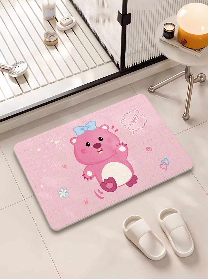 New Cartoon Hard Diatom Mud Bathroom Floor Mat Shower Room Door Absorbent Quick-Drying Carpet Bathroom Non-Slip Foot Mat