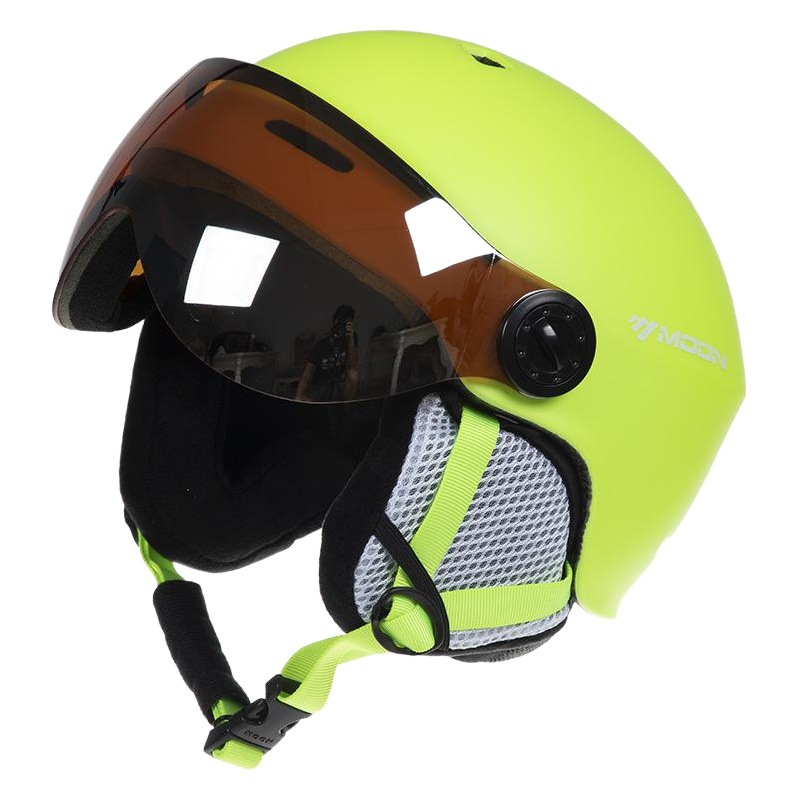 Casco de esquí, equipo para forma de cabeza asiática, equipo de protección, casco rígido para hombres y mujeres, anticolisión, con gafas, casco de ciclismo de montaña moldeado de una sola pieza.