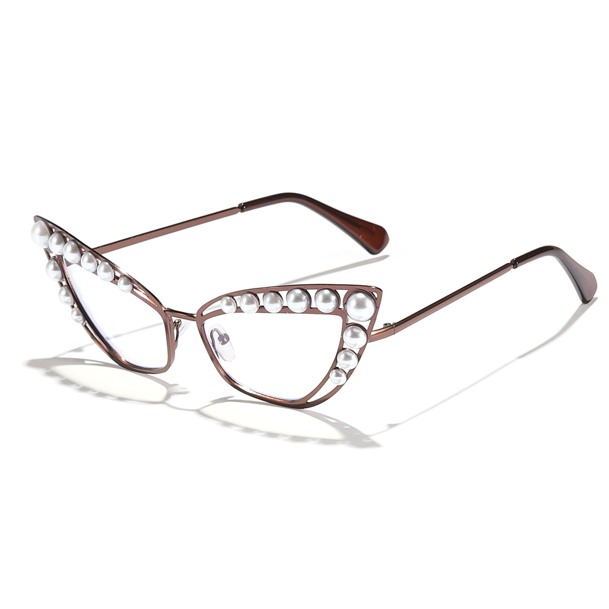 Nuevas gafas de sol de metal con ojos de gato de perlas hermosas transfronterizas
