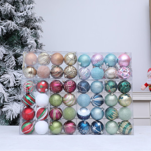 Christmas Decoration Cross-Border New Six-Color Painted Electroplated Ball Christmas Tree Decoration Pendant Window Event Supplies