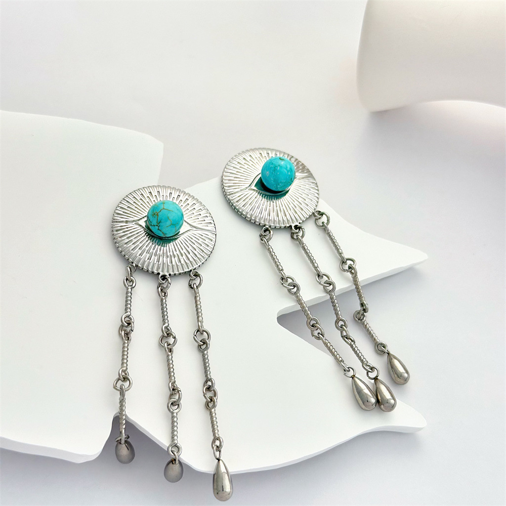 1 Pair Geometric Retro 304 Stainless Steel Drop Earrings display picture 4