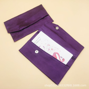 Purple silk envelope bag wholesale greeting card business card storage satin double flap bag diary bag