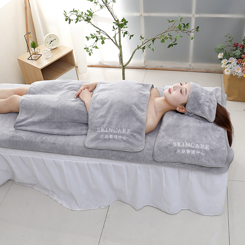 Beauty Salon, Hotel, Guesthouse Towel, Head Wrap, Absorbent, Non-Shedding, Hair Salon, Skin Management Shop, Bed-Making, Logo Three-Piece Set
