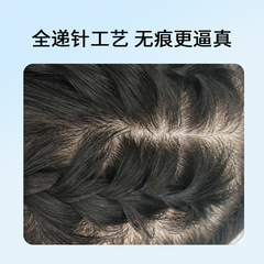 Needle hand darning hair piece Xuchang wig factory wholesale white hair replacement piece female head wig piece real hair