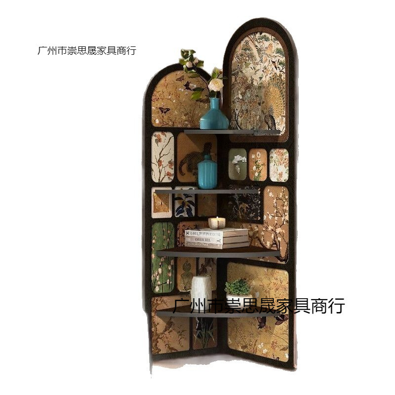 复古风转角置物架沙发旁收纳三角柜中古vintage摆件其他客厅中式|undefined