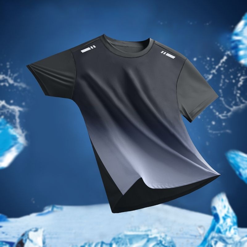 Camiseta de secado rápido de verano delgada suelta seda de hielo secado rápido mangas cortas deportivas casuales running chaqueta deportiva set hombre