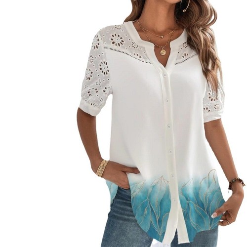 eBay women's new fashion button-down short-sleeve shirt