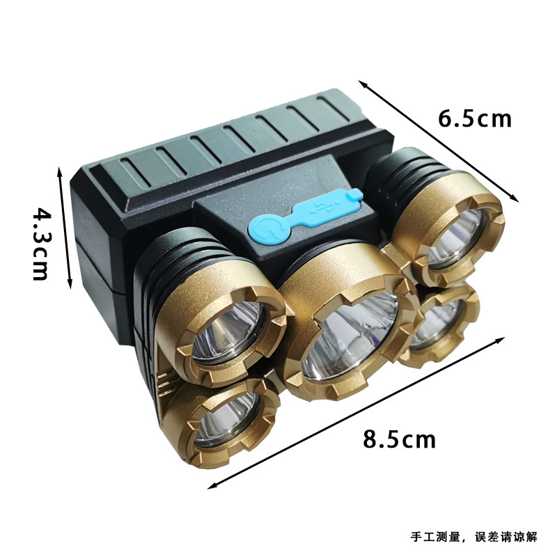 Nueva luz fuerte al aire libre USB recargable faro de pesca nocturna faro de largo alcance montado en la cabeza lámpara de minero de emergencia led
