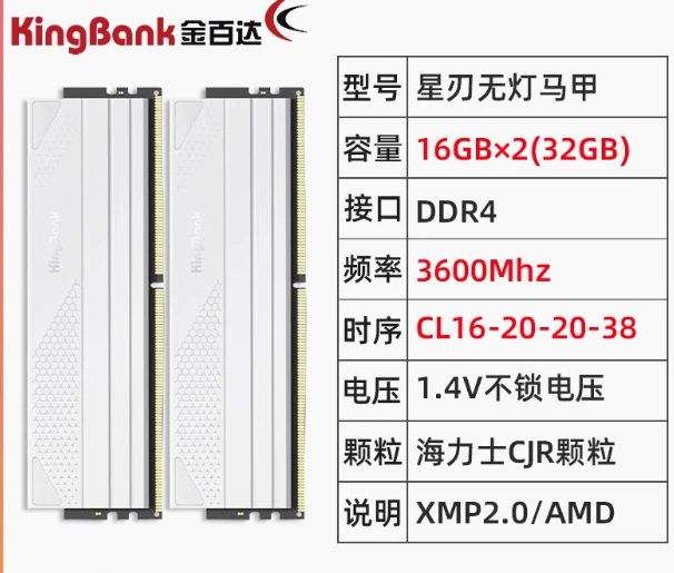 DDR4 ОЗУ (KingBank) G3600, 16 ГБ, 3600 МГц, одиночные модули и наборы