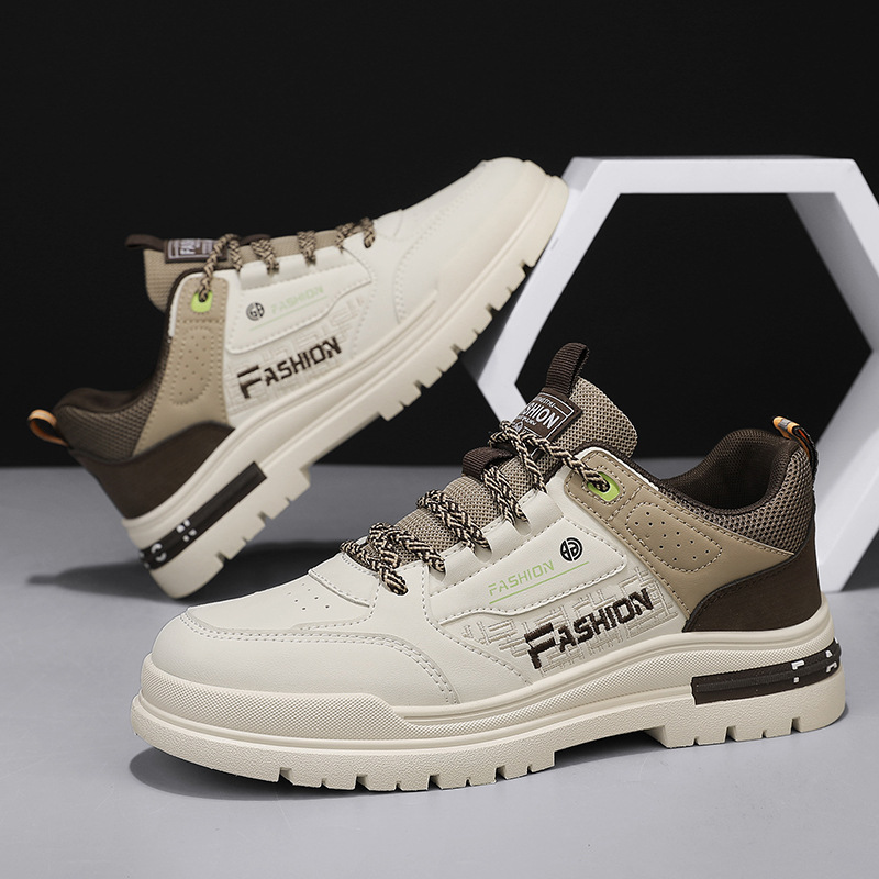 2025 nuevas letras de cuero con una base gruesa aumentada de zapatos de estilo Martin, zapatos de hombre de trabajo diario, zapatos casuales para hombres