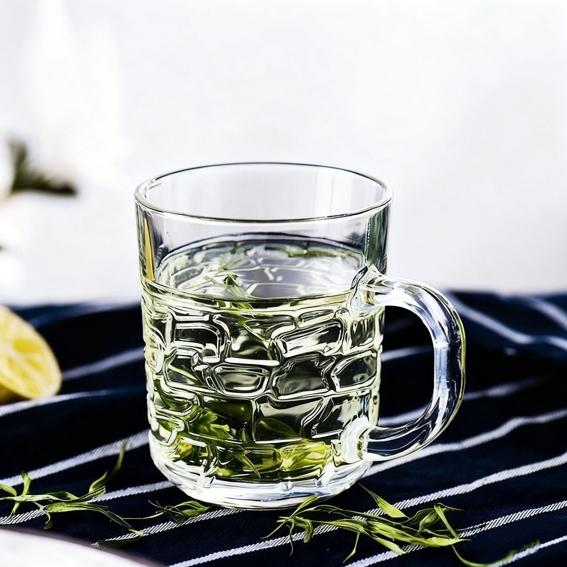 Spot al por mayor con mango tazas de vidrio tazas de té tazas de bebida frías tazas de jugo tazas de cerveza tazas de agua tazas de vino transparentes
