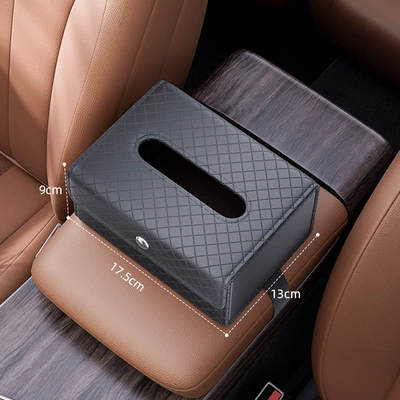 Car tissue box, hanging type, foldable car tissue box, tissue holder, suitable for both home and car use, seat-mounted tissue dispenser (Car tissue box/set) - standard-3124-small-sheep-pattern-folding-tissue-box-black