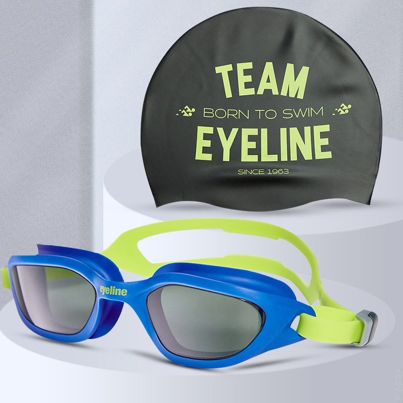 Set de natación para adultos, gafas antivaho HD de gran marco con gorro, ideal para entrenamiento o piscina