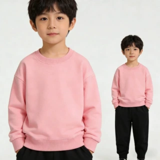 儿童华棉卫衣重磅春秋季新款薄款宽松圆领长袖幼儿园学生纯色卫衣