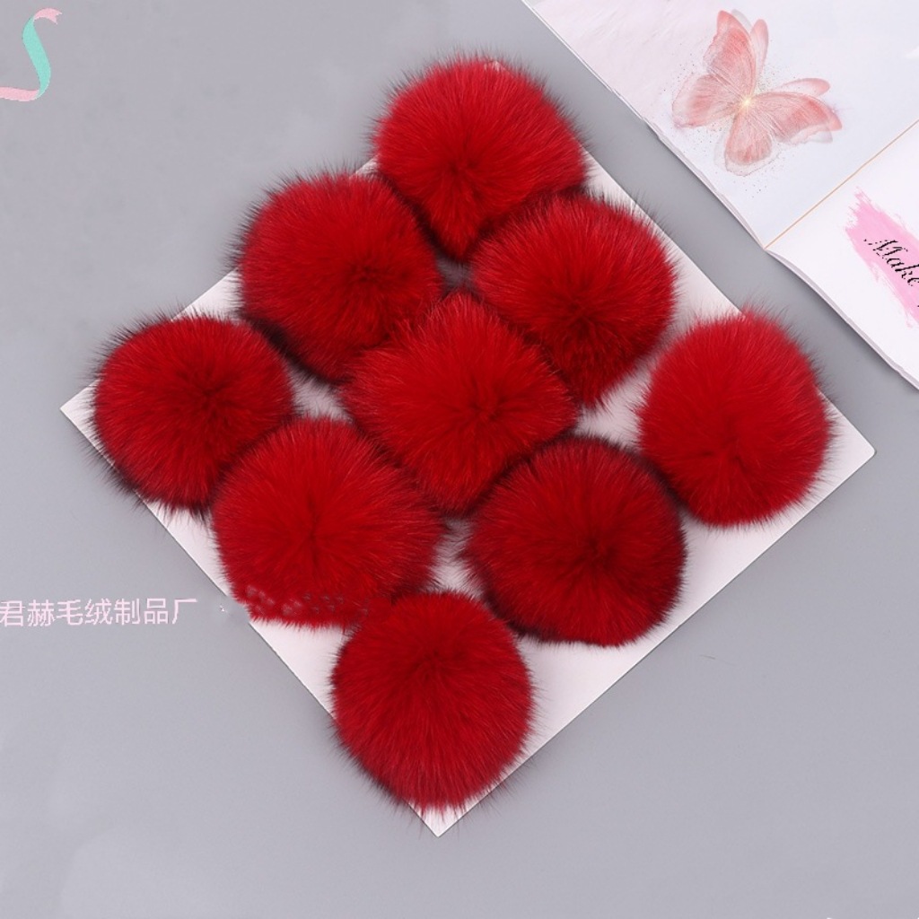 En stock 8-9cm de piel de zorro real Bola de piel accesorios de Ropa Accesorios de bricolaje bola de peluche colgante de la joyería