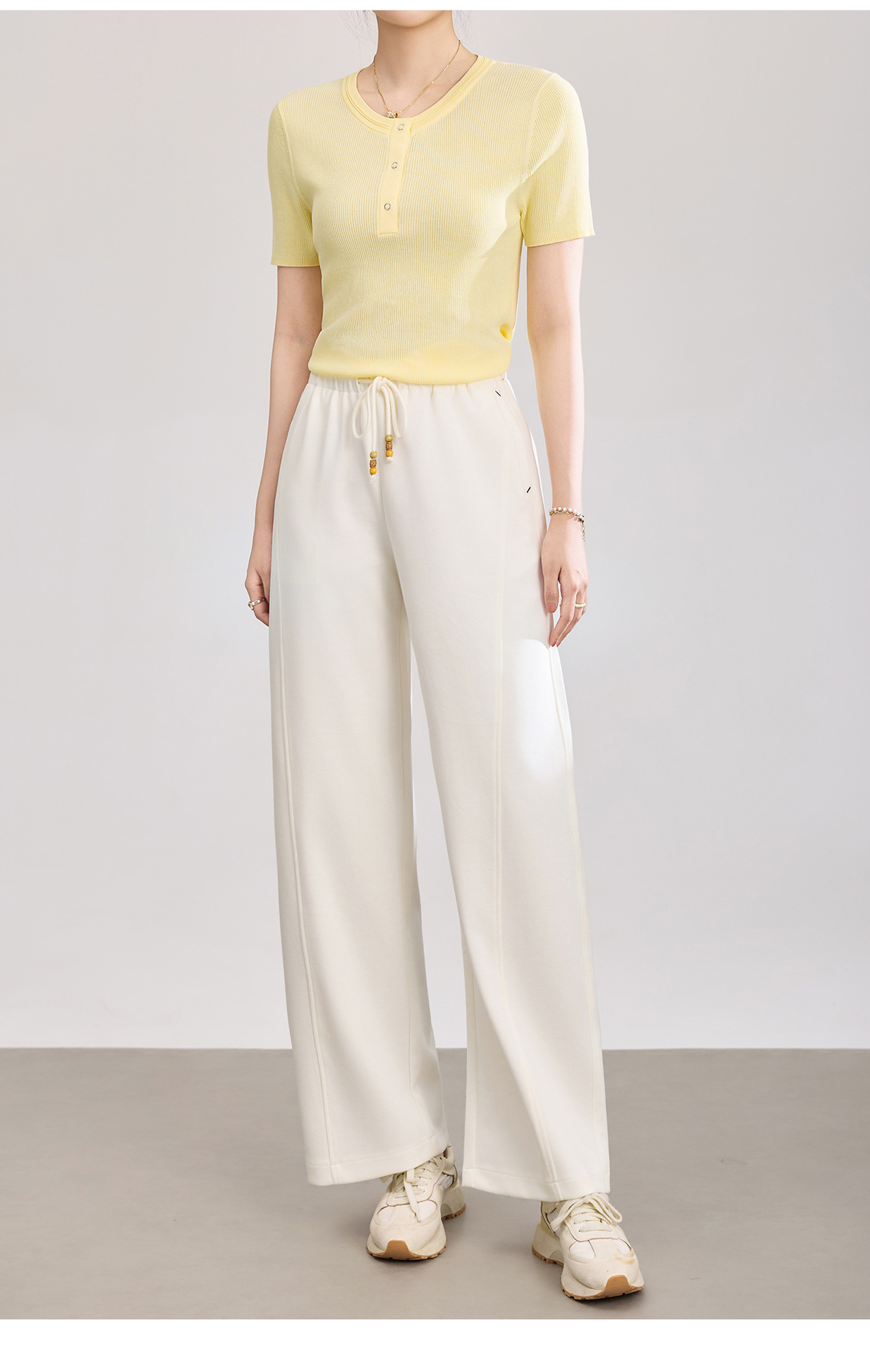 Quần culottes nữ ống rộng cạp thun dây rút vải mềm rủ — màu sắc chi tiết 23