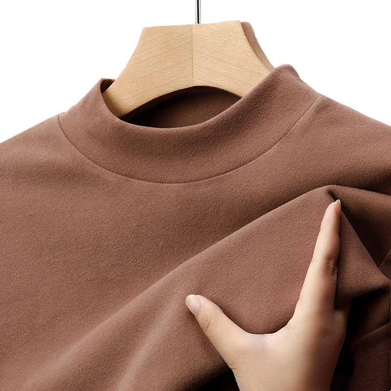 De terciopelo camisa de fondo de los hombres medio cuello alto negocio manga larga otoño e invierno marca de moda ins color sólido Youth de Velvet ropa interior térmica