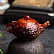 新中式珠子琥珀蜜蜡把把壶玉化龙涎香手把件文玩壶摆件直播货源