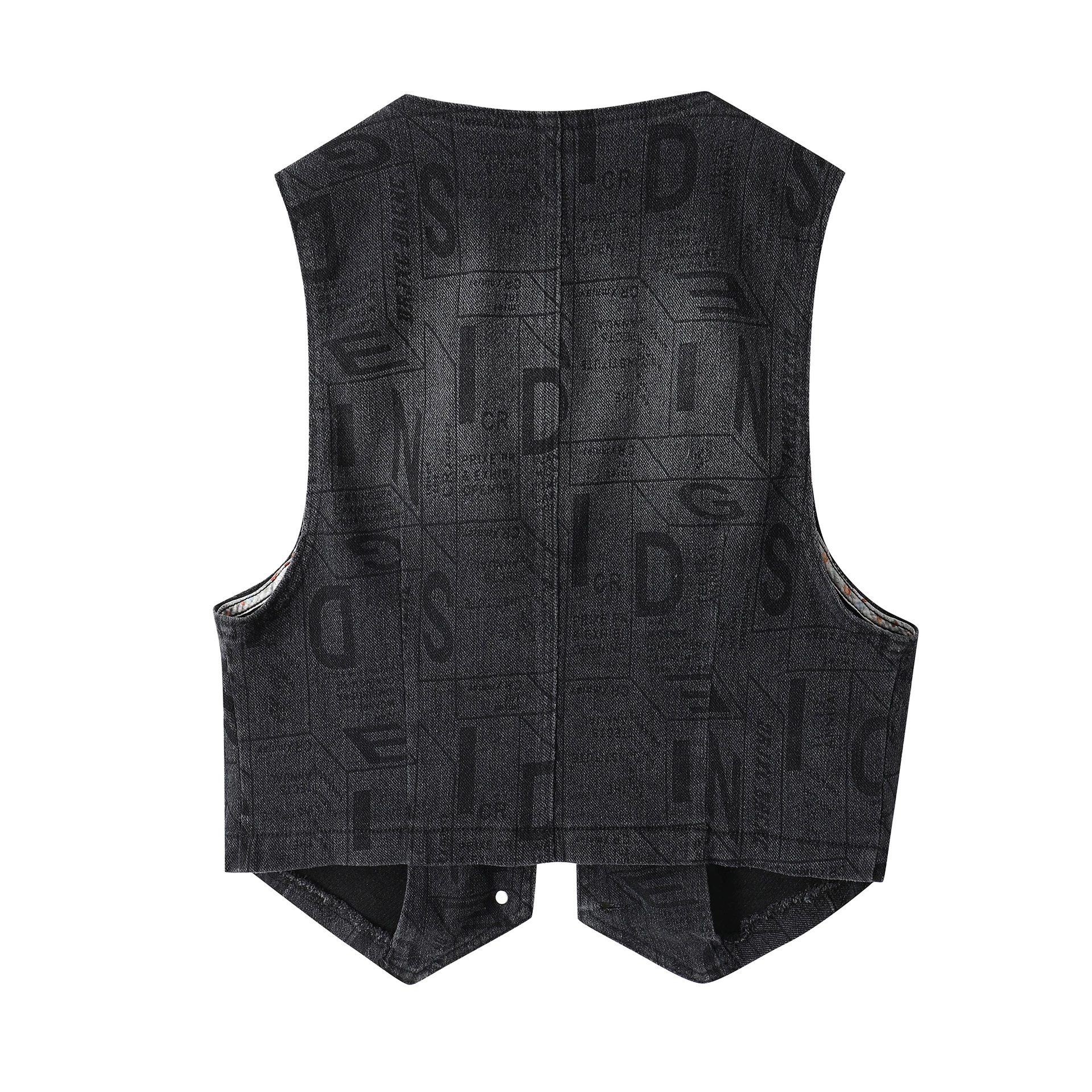 Spring autumn black denim short vest, 2024 years, Korean style, fitted