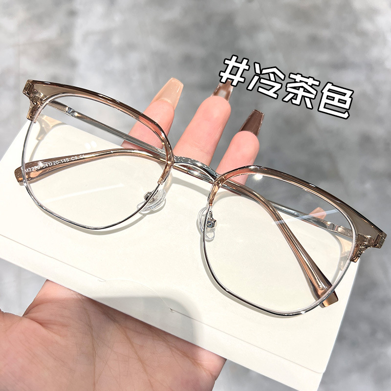 安科超輕冷茶色眼鏡框女可配有度數素顏神器大框顯瘦眼鏡架M2279