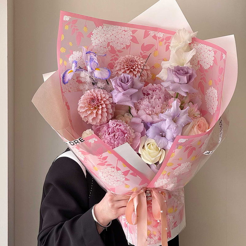 Huaxi hortenida bordes translúcidos papel de embalaje de flores comercio exterior transfronterizo ramo diy florista papel de embalaje de flores