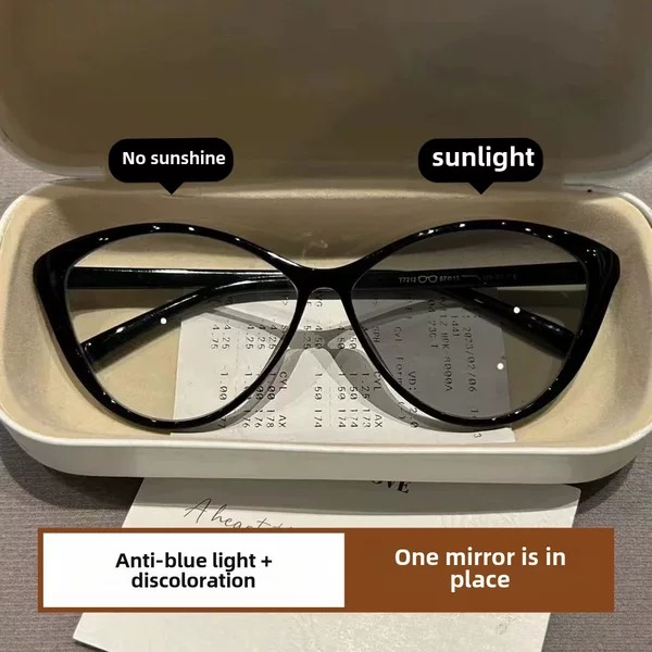 New Cat-Eye Photochromic Glasses for Women with Myopia, Customizable Prescription, Uv Protection, Natural Look, Ultra-Light Eyeglass Frames