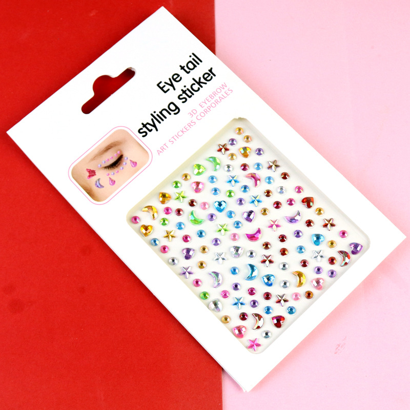 Transfronterizo AB diamantes coloridos joyas de maquillaje de ojos maquillaje facial pegatinas de diamante para niños espectáculo de escenario pegatinas faciales pegatinas de cristal perlas