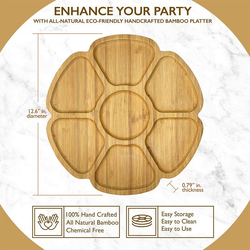Bamboo and Wood Split Hot Pot Plate Vegetable Platter suit Fruit Plate Dinner Plate Supplementary Food Plate Wooden Tableware Tray Can Set Logo