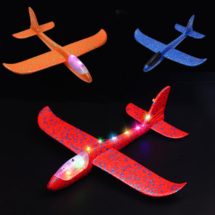 49cm Large Luminous Foam Plane Wholesale Night Market Hand Tilting Plane Model Outdoor Children Airplane Model Toys