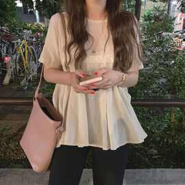 短袖衬衫女夏新款复古港味宽松百搭甜美超仙娃娃衫很仙的洋气
