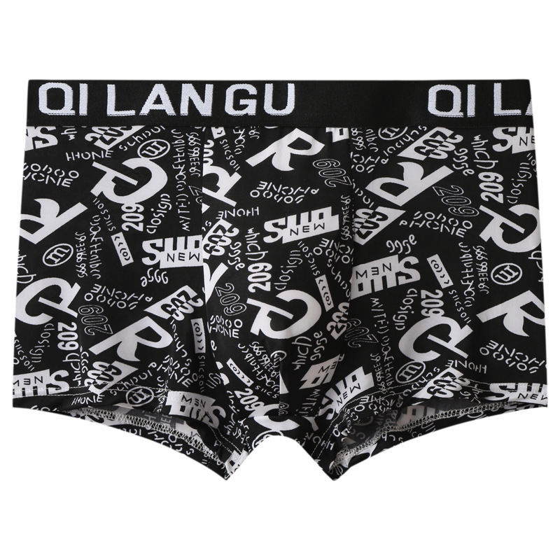 Ropa interior de seda de hielo de los hombres verano ligero Mediados de cintura juventud personalizado impreso de secado rápido transpirable Boxer shorts al por mayor