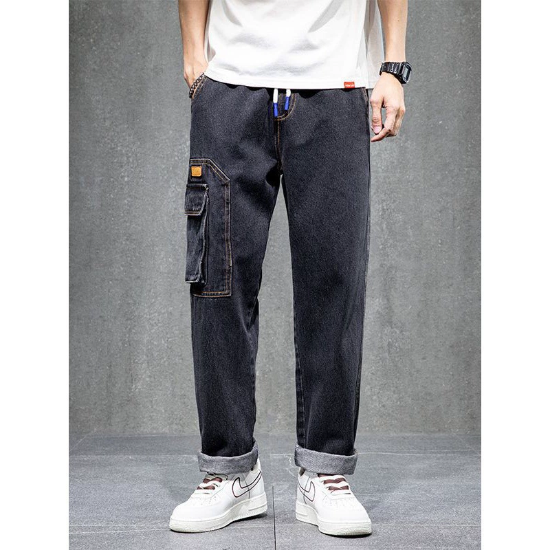 Свободные джинсы большого размера мужские тренды дикие комбинезоны 2023 новые прямые модные толстяки весной