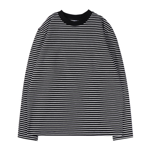 Heavyweight spring and autumn striped long-sleeved T-shirt, soft, simple and versatile, sea soul shirt, inner layering shirt, men and women couples