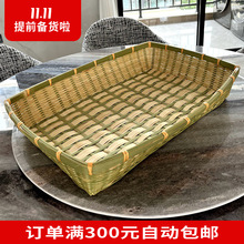 宠物篮竹编制品长方形收纳筐超市展示筐农家蔬果厨房收纳篮手工编
