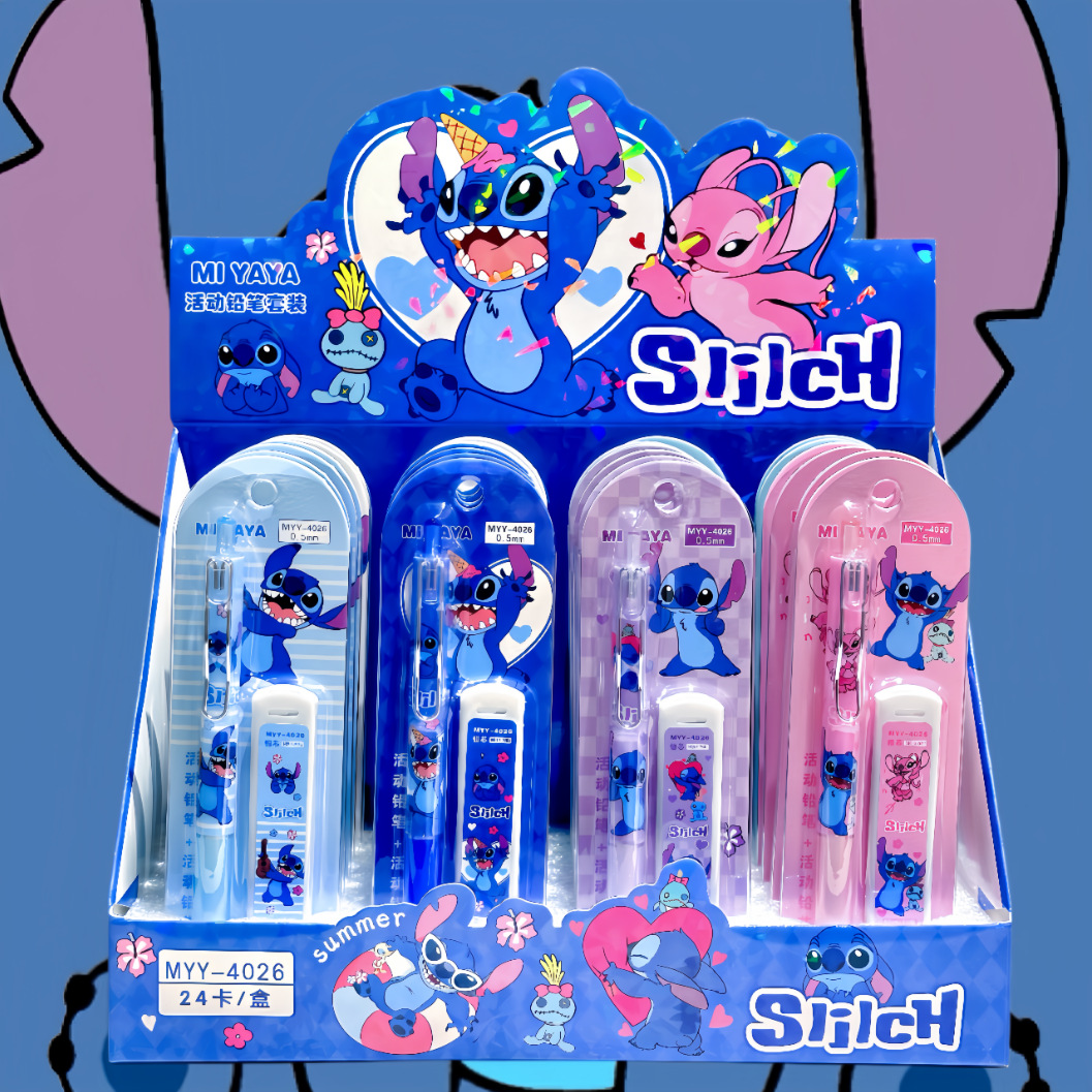 Juego de lápices automáticos Stitch de dibujos animados 0.5 lápices de actividad de alto valor Papelería para estudiantes Comercio exterior transfronterizo al por mayor image 1