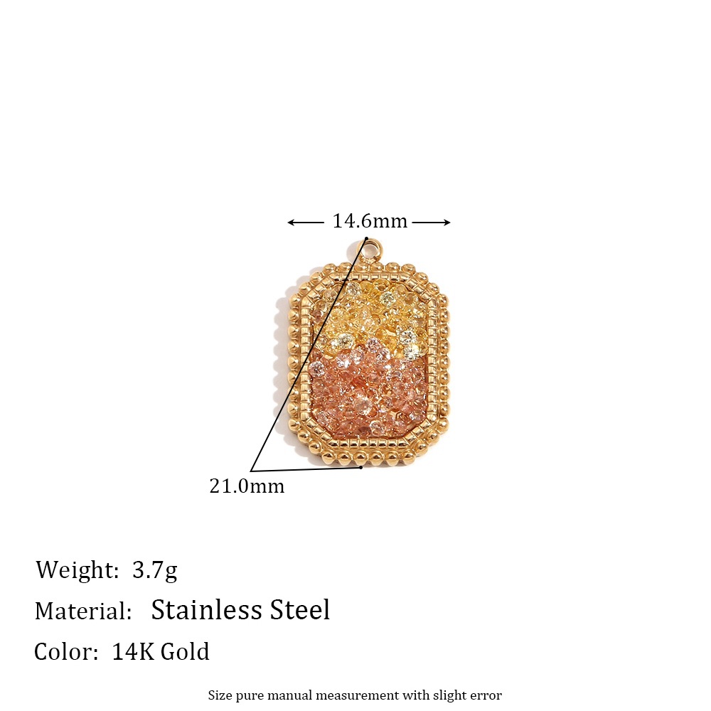 Octagonal splicing color bead pendant-golden-champagne