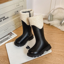 女童靴子2024新款秋冬加绒长靴儿童长筒靴女大童马丁靴高筒靴皮靴