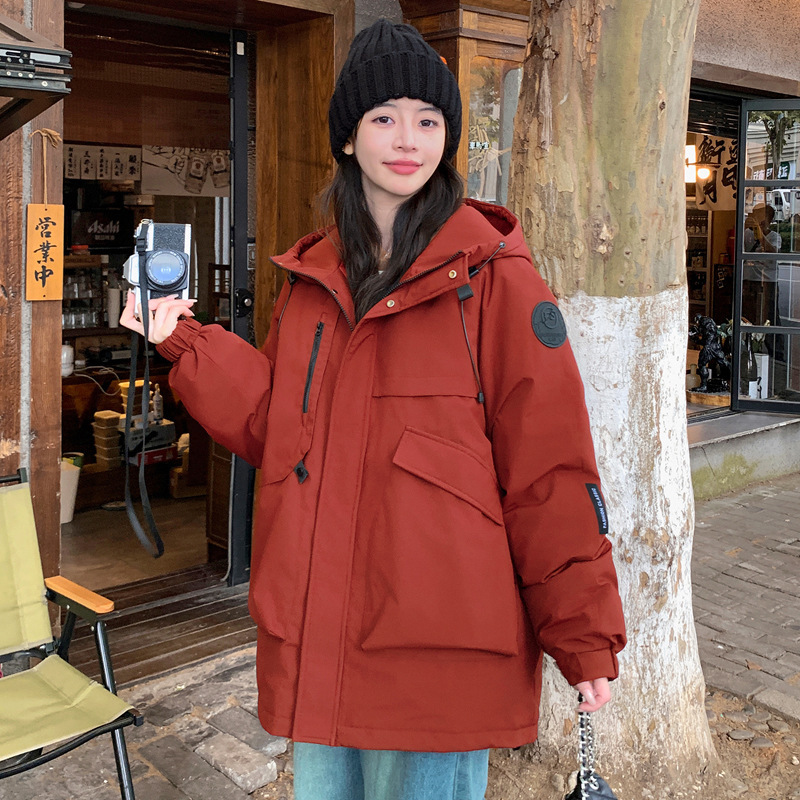 新款大码韩版羽绒棉服连帽宽松休闲情侣工装棉衣女冲锋衣夹克外套|undefined