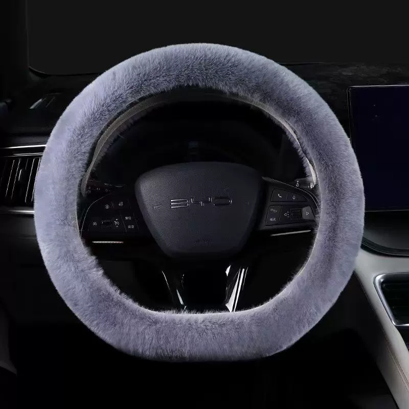 2025新款仿兔毛短绒无内圈方向盘套汽车内饰品保暖防冻把套多色