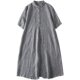 Japanese-style Linen Plaid Dress Vintage All-match Casual Large Hem Loose Women's Long Dress
