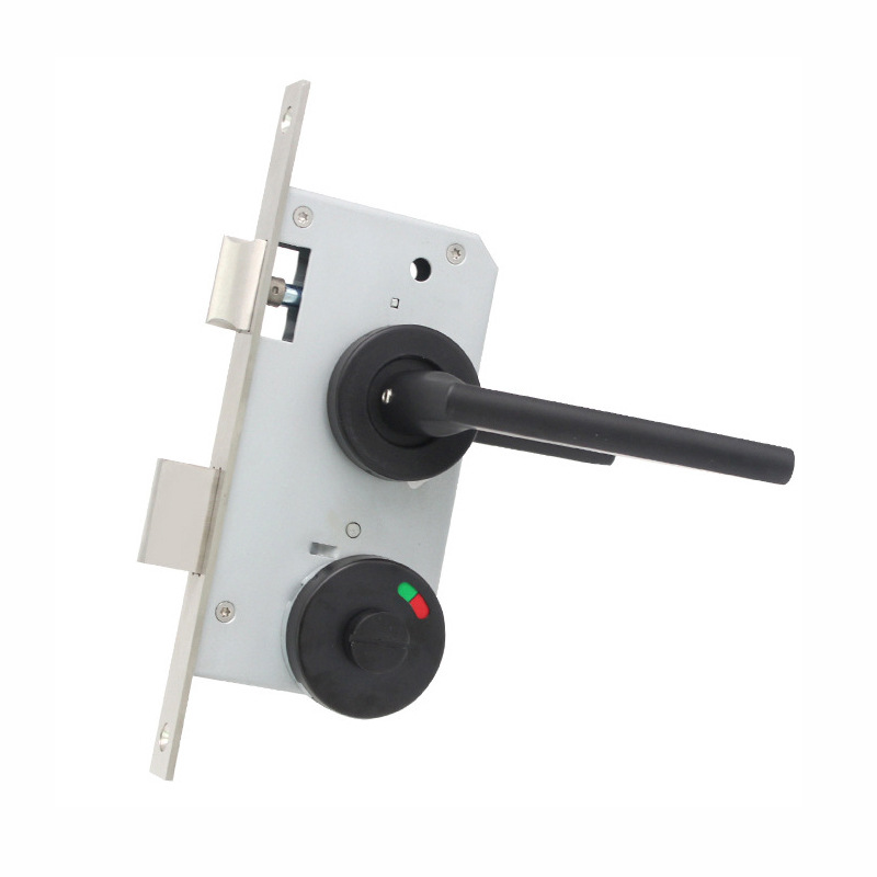 Cerradura de Manija con Indicador Rojo y Verde, Cerradura Dividida de Acero Inoxidable 304, Cilindro de Cerradura de Cobre Puro al por Mayor, Manija Negra, Cerradura para Puerta de Baño