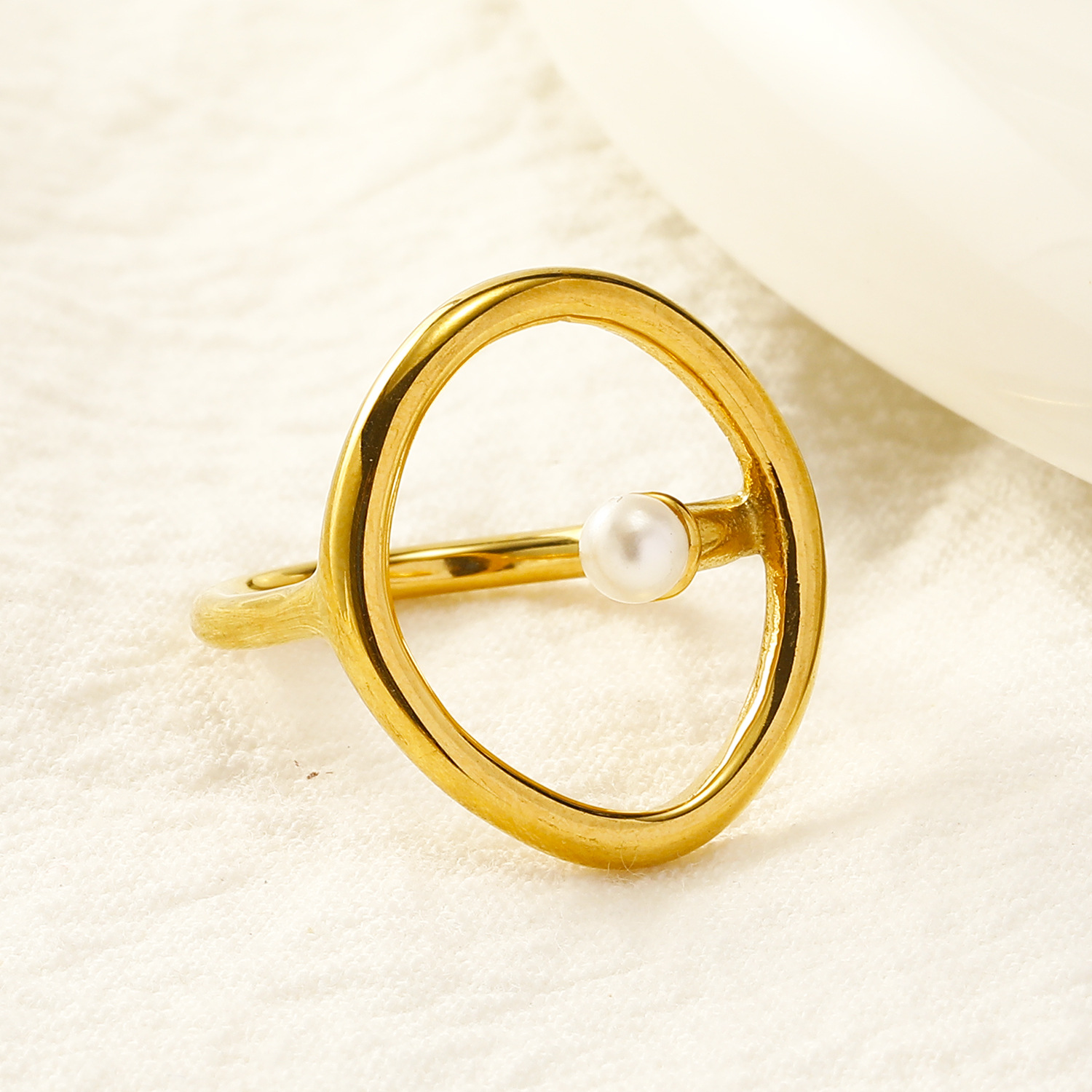 304 Stainless Steel Material Real Gold Plated Geometric Flower 304 Stainless Steel Vintage Style Waterproof Non Tarnish Rings