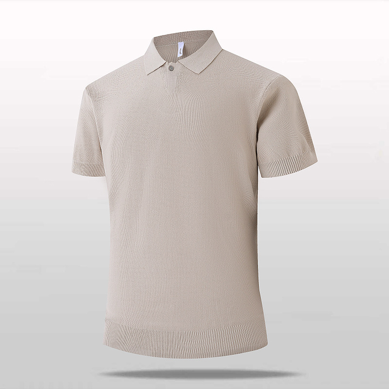 Polo camiseta de punto camiseta de manga corta hombre botón de solapa viejo dinero estilo delgado negocio hielo camiseta fábrica transfronteriza al por mayor