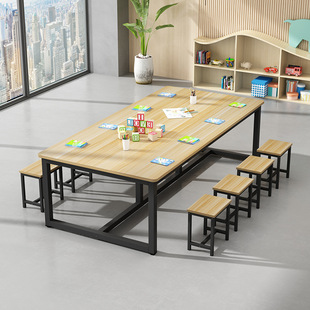 J^ Painting Table Kindergarten Art Training Children's Desk Chairs Tutorial Class Color Table Studio Handmade Auxiliary