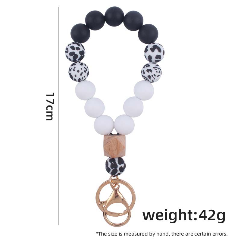 Nueva creativo silicona muñeca llavero colgante DIY leopardo cuentas de silicona llavero Accesorios